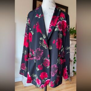 SUSAN GRAVER QVC Purple Red Pink Sage Shawl Collar Blazer With Pockets S…